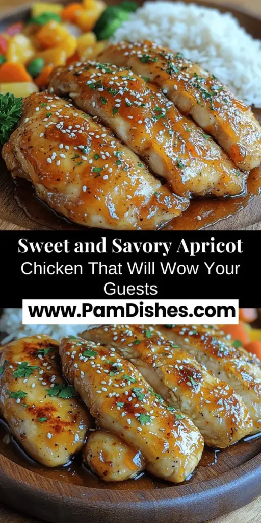 Discover the delightful flavors of sweet and savory glazed apricot chicken with this easy-to-follow recipe. Perfect for weeknight dinners or special occasions, this dish features tender chicken coated in a luscious apricot glaze, complemented by savory soy sauce and a hint of tangy apple cider vinegar. The result is a succulent meal that’s both visually stunning and delicious. Pair it with rice or vegetables for a complete meal and impress your family and friends effortlessly. Try it today!