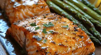 Sweet & Savory Honey Glazed Salmon with Asparagus