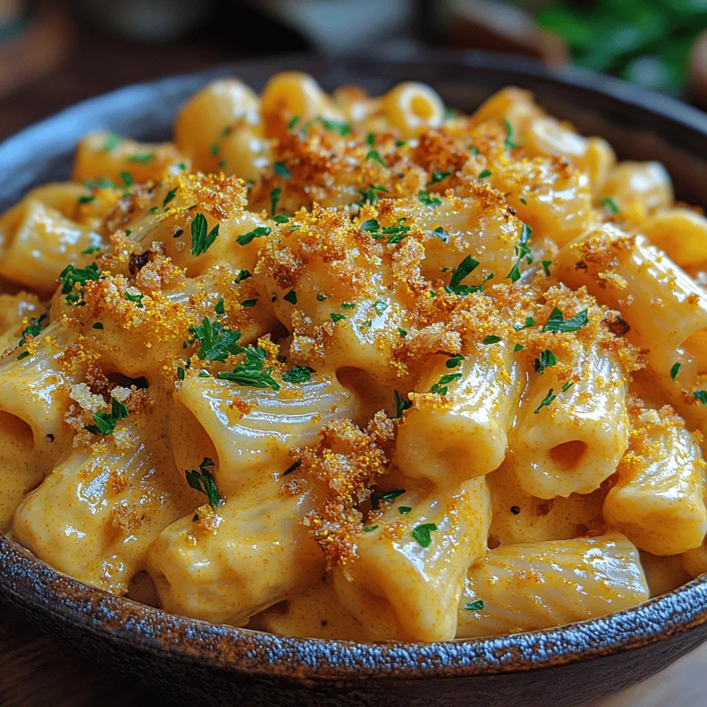 In recent years, the popularity of vegan comfort foods has soared, attracting not only those who follow a plant-based lifestyle but also meat-lovers seeking healthier alternatives. This shift reflects a growing awareness of dietary choices that promote both personal health and environmental sustainability. Among the many delightful offerings in the vegan cuisine world, <strong>Creamy Cashew Vegan Mac & Cheese</strong> stands out as a truly irresistible dish. It deftly captures the essence of traditional macaroni and cheese while providing a deliciously nutritious twist.” /></p>
</p>
<h3>Combining Pasta and Sauce: Techniques to Ensure Every Piece of Pasta is Coated</h3>
</p>
<p>Once your pasta is cooked to perfection, it’s time to bring it together with the creamy cashew cheese sauce. Begin by draining the pasta and reserving a small cup of the starchy cooking water. This starchy water can be a game-changer when mixing the pasta with the sauce, ensuring that every piece is perfectly coated and the sauce clings well.</p>
</p>
<p>To combine the pasta and sauce, follow these steps:</p>
</p>
<p>1. <strong>Combine in a Large Bowl</strong>: Transfer the drained pasta into a large mixing bowl. This will give you enough space to stir without making a mess.</p>
</p>
<p>2. <strong>Add the Sauce</strong>: Pour the creamy cashew cheese sauce over the pasta. Use a spatula or a wooden spoon to gently fold the sauce into the pasta. Make sure to cover all the noodles thoroughly.</p>
</p>
<p>3. <strong>Adjust Consistency</strong>: If the sauce seems too thick for your liking, gradually add a bit of the reserved pasta water. This will help achieve a creamier texture, ensuring that the sauce adheres well to every piece of pasta without becoming watery.</p>
</p>
<p>4. <strong>Mix Well</strong>: Continue to fold and stir the mixture until every piece of pasta is generously coated with the sauce. This step is crucial for flavor distribution, as every bite should be as delicious as the next.</p>
</p>
<h3>Optional Topping: Instructions for Creating a Crunchy Topping, Including Baking Tips</h3>
</p>
<p>For those who enjoy a little texture contrast in their mac and cheese, a crunchy topping is an excellent addition. Here’s how to prepare a simple yet delightful topping:</p>
</p>
<p><strong>Ingredients for the Crunchy Topping</strong>:</p>
<p>– 1 cup of panko breadcrumbs (or regular breadcrumbs)</p>
<p>– 2 tablespoons of olive oil or melted vegan butter</p>
<p>– 2 tablespoons of nutritional yeast</p>
<p>– 1 teaspoon of garlic powder</p>
<p>– Salt and pepper to taste</p>
</p>
<p><strong>Instructions</strong>:</p>
</p>
<p>1. <strong>Preheat the Oven</strong>: If you plan to bake your mac and cheese, preheat your oven to 350°F (175°C).</p>
</p>
<p>2. <strong>Prepare the Topping</strong>: In a medium bowl, mix the panko breadcrumbs with olive oil or melted vegan butter. Stir in nutritional yeast, garlic powder, salt, and pepper. The nutritional yeast adds a cheesy flavor that complements the dish beautifully.</p>
</p>
<p>3. <strong>Assemble the Dish</strong>: After combining the pasta and sauce, transfer everything into a greased baking dish. Make sure the mixture is evenly spread out.</p>
</p>
<p>4. <strong>Add the Topping</strong>: Sprinkle the breadcrumb mixture evenly over the top of the mac and cheese.</p>
</p>
<p>5. <strong>Bake</strong>: Place the baking dish in the preheated oven and bake for about 20-25 minutes or until the top is golden brown and crispy. For an extra crunch, you can broil it for an additional 1-2 minutes, but keep a close eye on it to prevent burning.</p>
</p>
<h3>Serving Suggestions</h3>
</p>
<p>Once your Creamy Cashew Vegan Mac & Cheese is ready, it’s time to present it beautifully. Here are some ideas for garnishing and serving:</p>
</p>
<p>1. <strong>Fresh Herbs</strong>: Garnish with freshly chopped parsley or chives before serving. Not only do these herbs add a pop of color, but they also enhance the flavor profile, making each bite more vibrant.</p>
</p>
<p>2. <strong>Presentation</strong>: For a more elegant presentation, serve the mac and cheese in individual ramekins or bowls. This approach is perfect for gatherings or special occasions.</p>
</p>
<p>3. <strong>Pairing Side Dishes</strong>: Complement your mac and cheese with a side salad. A light mixed greens salad with a vinaigrette can balance the richness of the dish. Roasted vegetables or steamed broccoli also make excellent accompaniments, adding more fiber and nutrients to your meal.</p>
</p>
<p>4. <strong>Portion Sizes</strong>: When it comes to serving, consider the context. For a casual dinner, a generous scoop on each plate is perfect. However, if you’re hosting a gathering, smaller portions allow guests to sample a variety of dishes.</p>
</p>
<p>5. <strong>Meal Prep</strong>: This mac and cheese recipe is excellent for meal prep. Store leftovers in airtight containers in the refrigerator for up to four days, making it a convenient option for quick lunches or dinners throughout the week.</p>
</p>
<h3>Nutritional Benefits of Creamy Cashew Vegan Mac & Cheese</h3>
</p>
<p>This Creamy Cashew Vegan Mac & Cheese not only delights the taste buds but also offers numerous health benefits thanks to its plant-based ingredients.</p>
</p>
<p>1. <strong>Cashews</strong>: The primary ingredient in the sauce, cashews, are rich in healthy fats, primarily monounsaturated fats, which are beneficial for heart health. They also provide a good source of protein and essential minerals, including magnesium and zinc.</p>
</p>
<p>2. <strong>Nutritional Yeast</strong>: This ingredient is a powerhouse in vegan cooking. It’s packed with B vitamins, including B12, which is often a concern for those following a plant-based diet. Nutritional yeast also adds a cheesy flavor, allowing for a delicious and nutritious alternative to dairy.</p>
</p>
<p>3. <strong>Plant-Based Advantages</strong>: Embracing a plant-based diet has several proven benefits. Research indicates that plant-based diets may lower the risk of chronic diseases such as heart disease, diabetes, and obesity. They are also lower in saturated fat and calories compared to traditional diets, promoting better weight management.</p>
</p>
<p>4. <strong>Comparative Nutritional Value</strong>: When compared to traditional mac and cheese, which is typically high in saturated fats and calories due to cheese and butter, this vegan version offers a lighter option without sacrificing flavor. A standard serving of traditional mac and cheese can contain upwards of 300-400 calories, while this creamy cashew version can be significantly lower, depending on your ingredient choices.</p>
</p>
<h3>Customization Options</h3>
</p>
<p>One of the great advantages of this recipe is its versatility. Here are some ideas for customizing your Creamy Cashew Vegan Mac & Cheese to suit various taste preferences:</p>
</p>
<p>1. <strong>Vegetable Add-Ins</strong>: Boost the nutritional profile by adding vegetables. Spinach, broccoli, or sautéed mushrooms can easily be incorporated into the pasta before mixing with the sauce. For a heartier dish, consider roasted butternut squash or cauliflower.</p>
</p>
<p>2. <strong>Spice It Up</strong>: If you’re looking to enhance the flavor, consider adding different spices or herbs. A pinch of smoked paprika can add a delightful smokiness, while cayenne or crushed red pepper flakes can introduce a bit of heat for those who enjoy some spice.</p>
</p>
<p>3. <strong>Alternative Pasta Options</strong>: For those with dietary restrictions, this recipe can be made with gluten-free pasta alternatives, such as chickpea or brown rice pasta. Whole grain pasta is also a great option for added fiber and nutrients.</p>
</p>
<p>4. <strong>Experiment with Cheesy Flavors</strong>: If you want to explore different cheesy flavors, try adding a tablespoon of miso paste to the sauce for a deeper umami flavor or even a splash of vegan cheese for extra creaminess.</p>
</p>
<h3>Conclusion</h3>
</p>
<p>In summary, Creamy Cashew Vegan Mac & Cheese is not only a delightful dish for vegans and non-vegans alike, but it also embodies the principles of health, sustainability, and culinary enjoyment. Its creamy texture, cheesy flavor, and adaptability make it a star on any dining table.</p>
</p>
<p>By embracing plant-based recipes like this one, you not only support your health but also contribute to a more sustainable food system. The versatility of this dish allows it to fit seamlessly into any dietary preference or occasion, making it a beloved choice for gatherings or a simple weeknight meal.</p>
</p>
<p>So, gather your ingredients, get cooking, and savor the deliciousness of this creamy, comforting dish that’s sure to impress everyone at your table. Enjoy the journey of exploring plant-based cooking and discover just how satisfying and flavorful it can be!</p>
</div>