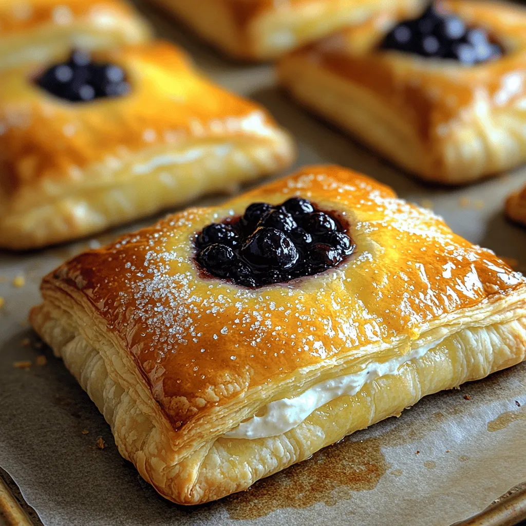 The Lemon Blueberry Cream Cheese Danish is a delightful pastry that perfectly combines sweet and tart flavors, making it an irresistible treat for any occasion. With its flaky layers of puff pastry, a rich cream cheese filling, and a fresh blueberry topping, this pastry transcends the average breakfast offering, elevating it to a gourmet experience. Whether served at brunch, as a part of a festive gathering, or simply enjoyed with a cup of coffee, this Danish is sure to impress.