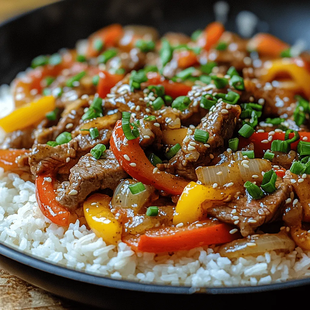 Sizzling Pepper Steak Delight is a vibrant and flavorful dish that brings the taste of Asian-inspired cuisine right to your kitchen. Renowned for its mouthwatering combination of tender beef, colorful bell peppers, and savory sauces, this recipe is a feast for both the eyes and the palate. Whether you're preparing a quick weeknight dinner or looking to impress guests at your next gathering, this dish is perfect for any occasion.
