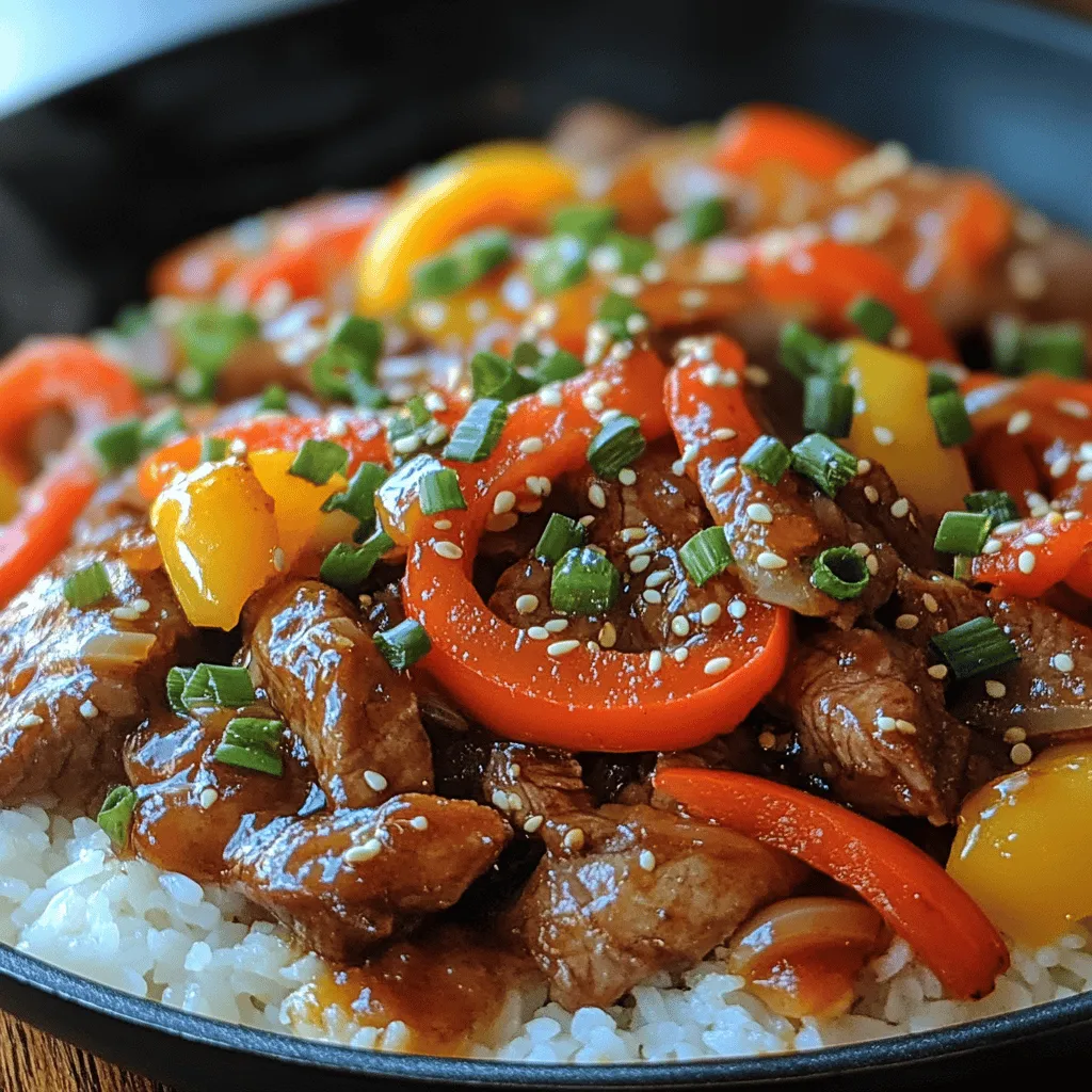 Sizzling Pepper Steak Delight is a vibrant and flavorful dish that brings the taste of Asian-inspired cuisine right to your kitchen. Renowned for its mouthwatering combination of tender beef, colorful bell peppers, and savory sauces, this recipe is a feast for both the eyes and the palate. Whether you're preparing a quick weeknight dinner or looking to impress guests at your next gathering, this dish is perfect for any occasion.