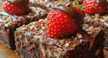 Decadent Chocolate-Covered Strawberry Brownies