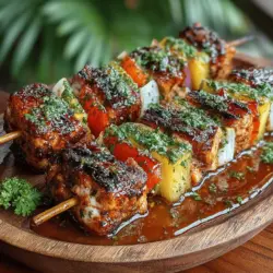 As the warm sun shines and the days grow longer, summer calls for vibrant flavors and refreshing dishes that capture the essence of the season. One such dish that embodies the spirit of summer is Tropical BBQ Pineapple Chicken Skewers. This delightful recipe brings together the sweet and tangy notes of fresh pineapple, the savory taste of succulent chicken, and the crunch of colorful bell peppers, making it an ideal choice for gatherings, backyard barbecues, or even a quick weeknight dinner. With its lively blend of flavors and visually appealing presentation, this dish is sure to impress family and friends alike.