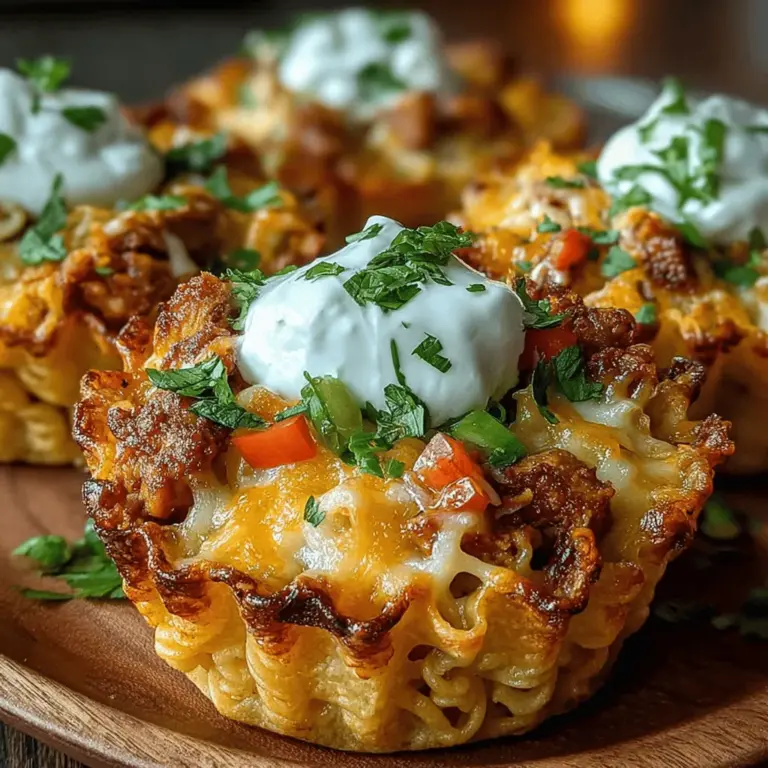Crispy Chicken Fajita Pasta Cups are a delightful fusion of flavors and textures, perfect for a weeknight dinner or a fun gathering with friends. This innovative dish combines the comforting essence of pasta with the vibrant spices of fajitas, all wrapped in a crispy tortilla cup. It's a clever twist on traditional fajitas that brings together the heartiness of pasta and the zesty kick of Mexican cuisine. Whether you're looking to impress guests at a dinner party or simply enjoy a fun family meal, these pasta cups offer an exciting way to serve up a classic favorite.