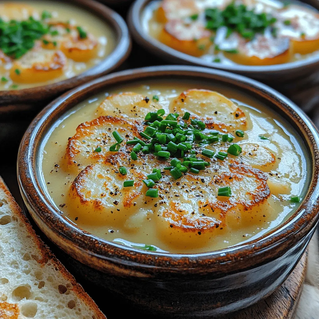 In the realm of comfort food, few dishes can rival the sheer delight of a creamy soup that warms your soul and nourishes your body. Enter <strong>Creamy Cauliflower Potato Bliss</strong>, a velvety concoction that perfectly marries the earthiness of cauliflower with the creamy texture of Yukon Gold potatoes. This dish stands out not only for its comforting nature but also for its remarkable versatility—it can easily be tailored to accommodate various dietary preferences, including a vegan option, making it suitable for any occasion, from casual weeknight dinners to elegant gatherings.” /></p>
</p>
<h3>Tips for Achieving a Velvety Smooth Texture</h3>
</p>
<p>The key to a dreamy, velvety texture in your Creamy Cauliflower Potato Bliss soup lies in the blending process. For the best results, use a high-powered blender or an immersion blender. Here are some tips to ensure that your soup reaches that perfect, silky consistency:</p>
</p>
<p>1. <strong>Cook the Vegetables Thoroughly</strong>: Make sure your cauliflower and potatoes are fork-tender before blending. This step is crucial as it allows the vegetables to break down easily, resulting in a smoother texture.</p>
</p>
<p>2. <strong>Blend in Batches</strong>: If your blender is not large enough to accommodate all the soup at once, blend it in batches. This helps to ensure that every bit of soup gets blended thoroughly without overloading the blender.</p>
</p>
<p>3. <strong>Add Liquid Gradually</strong>: When blending, start with a small amount of your broth or cream. Gradually add more as needed to achieve your desired consistency. This ensures the soup maintains a creamy texture rather than becoming too thin.</p>
</p>
<p>4. <strong>Strain for Extra Smoothness</strong>: If you want an ultra-smooth soup, consider passing the blended mixture through a fine-mesh sieve or cheesecloth. This will remove any remaining lumps and give a luxurious mouthfeel.</p>
</p>
<h3>Cream and Seasoning Integration</h3>
</p>
<p>The addition of cream or coconut milk significantly enhances the flavor and texture of your soup. Here’s how to integrate these ingredients effectively:</p>
</p>
<p>– <strong>Timing Matters</strong>: Add the cream or coconut milk after blending, allowing it to gently heat through without boiling. This prevents curdling and helps maintain the creamy texture.</p>
</p>
<p>– <strong>Seasoning Balance</strong>: When adding cream, consider the overall flavor profile. Cream can mellow out spices and seasonings, so it’s crucial to taste and adjust accordingly.</p>
</p>
<h3>How the Cream (or Coconut Milk) Changes the Soup’s Consistency</h3>
</p>
<p>Incorporating cream or coconut milk transforms the soup from a simple vegetable broth into a rich, indulgent experience. The fats in these ingredients not only provide a luscious mouthfeel but also enhance the absorption of fat-soluble vitamins from the vegetables.</p>
</p>
<p>– <strong>Cream</strong>: Adds a rich, dairy flavor that complements the earthiness of the cauliflower and potatoes.</p>
<p>– <strong>Coconut Milk</strong>: Offers a subtle sweetness and a tropical twist while keeping the dish dairy-free. It also creates a slightly thicker consistency due to its high fat content.</p>
</p>
<h3>Importance of Tasting and Adjusting Seasonings</h3>
</p>
<p>As you prepare your Creamy Cauliflower Potato Bliss, tasting along the way is vital. Every ingredient affects the overall flavor, and adjustments may be necessary:</p>
</p>
<p>– <strong>Salt and Pepper</strong>: Start with a small amount and gradually increase. Freshly ground black pepper can enhance the soup’s depth.</p>
<p>– <strong>Acidity</strong>: A splash of lemon juice or vinegar can brighten the flavors, balancing the creaminess and adding a pleasant zing.</p>
<p>– <strong>Herbs and Spices</strong>: Fresh herbs like thyme or dill can elevate the soup. Consider adding them during the blending process or as a garnish.</p>
</p>
<h3>Adding Cheese</h3>
</p>
<p>Incorporating cheese can take your soup to the next level of flavor richness. The choice of cheese plays a crucial role:</p>
</p>
<p>– <strong>Parmesan Cheese</strong>: Adding freshly grated Parmesan enhances the umami flavor profile and adds a nutty richness. Stir it in during the final stages of cooking for a creamy finish.</p>
</p>
<p>– <strong>Alternative Cheeses</strong>: For a different flavor experience, consider gouda or cheddar. Each type can provide a unique twist—gouda adds smokiness, while cheddar offers a sharper taste.</p>
</p>
<h3>Serving Suggestions</h3>
</p>
<p>To enhance the experience of your Creamy Cauliflower Potato Bliss soup, consider these serving suggestions:</p>
</p>
<p>– <strong>Accompaniments</strong>: Serve the soup alongside crusty bread or homemade croutons. These add a delightful crunch and make for a satisfying meal.</p>
</p>
<p>– <strong>Presentation</strong>: A simple garnish of fresh chives or parsley not only adds color but also a fresh flavor contrast. Drizzling a little extra cream or a swirl of olive oil can elevate the visual appeal.</p>
</p>
<p>– <strong>Beverage Pairings</strong>: Complement the creamy soup with a glass of white wine, such as Sauvignon Blanc, which pairs beautifully with the rich flavors. Alternatively, a soothing herbal tea can provide a comforting balance.</p>
</p>
<h3>Nutritional Information</h3>
</p>
<p>Understanding the nutritional profile of your Creamy Cauliflower Potato Bliss soup can help you appreciate its health benefits:</p>
</p>
<p>– <strong>Per Serving Breakdown</strong>:</p>
<p>– <strong>Calories</strong>: Approximately 250</p>
<p>– <strong>Fats</strong>: 15g</p>
<p>– <strong>Carbohydrates</strong>: 20g</p>
<p>– <strong>Proteins</strong>: 6g</p>
</p>
<p>– <strong>Health Benefits</strong>: Cauliflower is low in calories yet high in vitamins C and K, making it a nutritious choice. Potatoes provide potassium and fiber, contributing to heart health and digestion.</p>
</p>
<p>– <strong>Serving Sizes</strong>: This recipe serves about 4-6, making it perfect for meal prep or family dinners. Adjust portion sizes based on individual dietary needs.</p>
</p>
<h3>Variations and Adaptations</h3>
</p>
<p>This delightful soup is versatile and can be tailored to different dietary preferences:</p>
</p>
<p>– <strong>Vegan Adaptations</strong>: Replace cream with full-fat coconut milk and omit cheese for a creamy, dairy-free version that still provides rich flavor.</p>
</p>
<p>– <strong>Gluten-Free Modifications</strong>: The original recipe is naturally gluten-free, but always check your broth and any additional ingredients for gluten content.</p>
</p>
<p>– <strong>Exploring Additional Flavors</strong>: Consider adding spices such as nutmeg or smoked paprika for an extra flavor dimension. Fresh herbs like basil or cilantro can provide a refreshing twist.</p>
</p>
<p>– <strong>Seasonal Variations</strong>: Feel free to experiment with seasonal produce. Adding ingredients like carrots, leeks, or even roasted garlic can create unique variations of this comforting soup.</p>
</p>
<h3>Cultural Context and Popularity</h3>
</p>
<p>Cauliflower-based soups have seen a surge in popularity over recent years, often celebrated for their health benefits and culinary versatility.</p>
</p>
<p>– <strong>History</strong>: While creamy soups have long been a staple in many cuisines, the use of cauliflower has become more prominent with the rise of plant-based diets. Its ability to mimic creaminess has made it a favorite among health-conscious cooks.</p>
</p>
<p>– <strong>Comfort Food</strong>: Across cultures, soups are often seen as comfort food. They offer warmth and nourishment, making them a go-to for cozy meals, especially in colder months.</p>
</p>
<p>– <strong>Modern Twists</strong>: Chefs and home cooks alike are reimagining traditional recipes, incorporating global flavors and innovative techniques, keeping them relevant and exciting.</p>
</p>
<h3>Conclusion</h3>
</p>
<p>The Creamy Cauliflower Potato Bliss soup stands out as a warm, comforting dish that combines health benefits with irresistible flavor. Its versatility allows for personal adaptations, making it suitable for various dietary preferences while delivering a satisfying culinary experience.</p>
</p>
<p>Encouraging readers to try this recipe is essential, as it not only nourishes the body but also warms the heart. The joy of cooking and sharing meals with loved ones is a timeless tradition that this delightful soup embodies. Whether enjoyed on a chilly evening or served at a gathering, this soup is sure to please and inspire. Embrace the opportunity to create and share this delicious dish, filling your kitchen with warmth and flavor.</p>
</div>