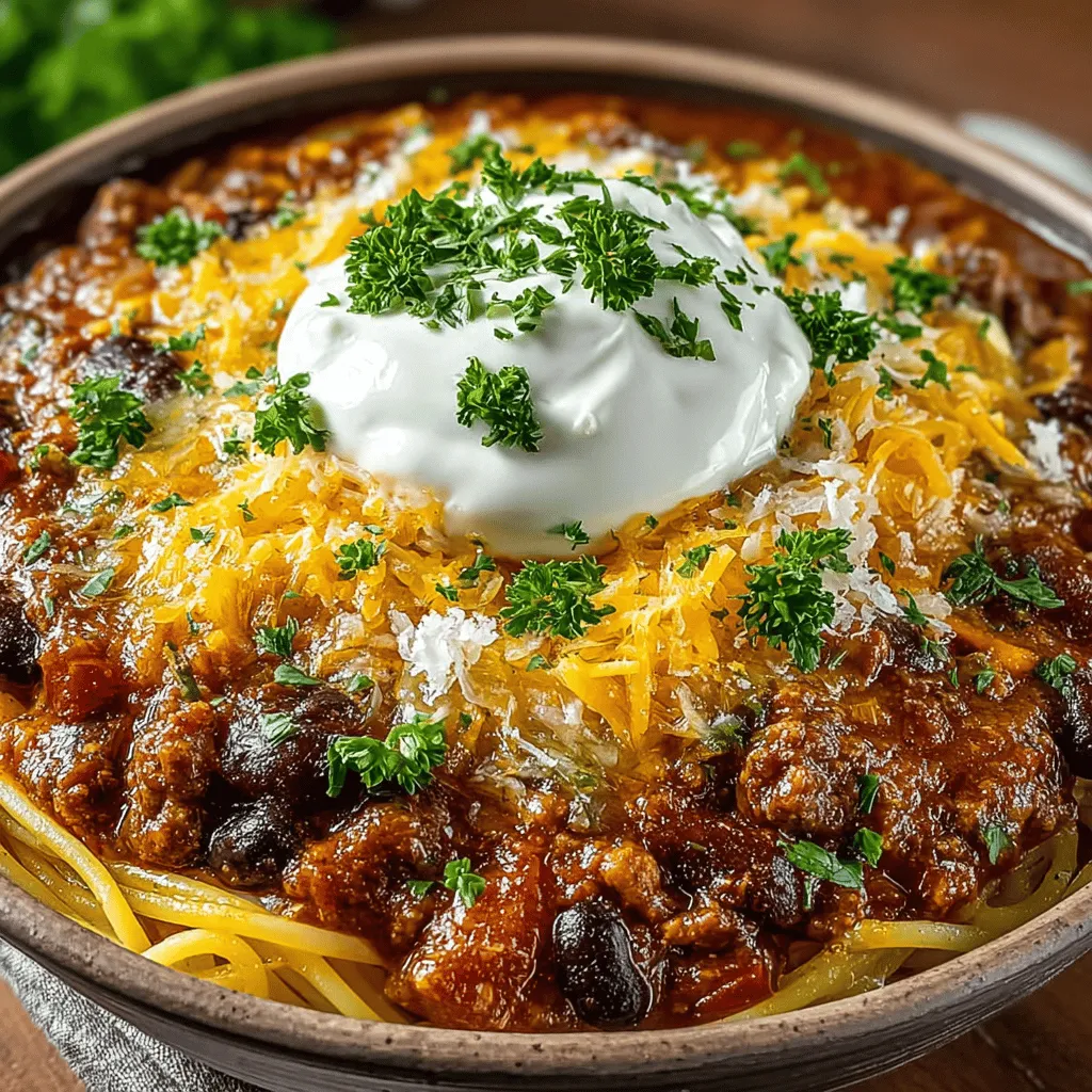 When you think of comfort food, certain dishes come to mind: stews, casseroles, and hearty pasta meals that warm both the stomach and the soul. Enter Spaghetti Chili Bake Delight, a captivating fusion dish that harmoniously marries the classic comfort of spaghetti with the bold, spicy notes of chili. This recipe is not just a meal; it’s an experience that brings together the best of both worlds, making it an ideal choice for family gatherings, busy weeknights, or even those cozy evenings when you crave something hearty and fulfilling.