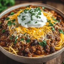 When you think of comfort food, certain dishes come to mind: stews, casseroles, and hearty pasta meals that warm both the stomach and the soul. Enter Spaghetti Chili Bake Delight, a captivating fusion dish that harmoniously marries the classic comfort of spaghetti with the bold, spicy notes of chili. This recipe is not just a meal; it’s an experience that brings together the best of both worlds, making it an ideal choice for family gatherings, busy weeknights, or even those cozy evenings when you crave something hearty and fulfilling.