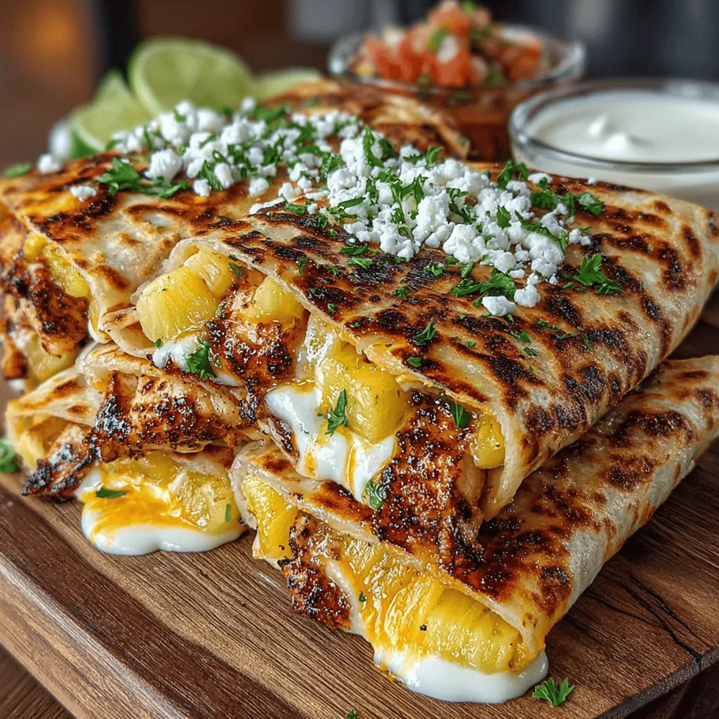 In the world of culinary arts, fusion cuisine has emerged as a vibrant and exciting category, bringing together diverse flavors and cooking traditions from around the globe. This trend has gained immense popularity, allowing home cooks and professional chefs alike to experiment with different ingredient combinations that create unique and memorable dishes. One such delightful creation is the Tropical Delight Grilled Chicken Pineapple Quesadillas. This dish beautifully merges the savory essence of grilled chicken with the sweetness of pineapple, resulting in a harmonious blend of flavors that tantalize the taste buds.
