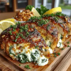 Baked Feta and Spinach Stuffed Chicken is a delightful dish that harmoniously blends the succulent flavors of juicy chicken breasts with a rich, creamy filling. This recipe not only highlights the tangy taste of feta cheese and the vibrant freshness of spinach, but it also serves as a nutritious meal option suitable for both weeknight dinners and special occasions. The combination of ingredients creates a dish that is not only visually appealing but also packed with flavor, making it a favorite for families and gatherings alike. In this article, we will delve into the essential ingredients, preparation steps, and the culinary allure of this dish, ensuring that you can recreate it effortlessly in your own kitchen.