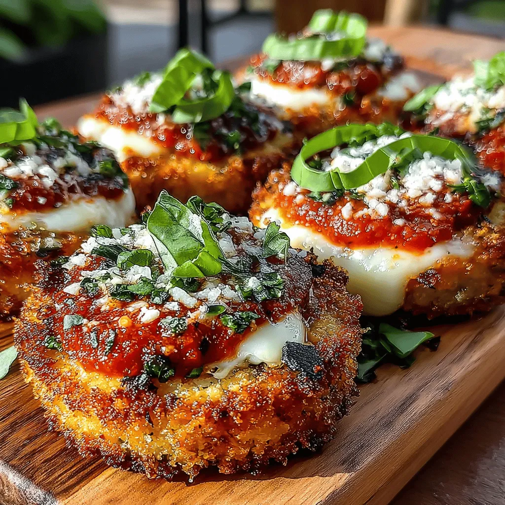 Mini Eggplant Parmesan Bites are a delightful twist on the classic Italian comfort food, offering the rich flavors of traditional Eggplant Parmesan in a convenient, bite-sized format. These savory morsels are not only appealing to the eye but also incredibly versatile, making them an ideal appetizer for any occasion—be it a casual gathering, festive celebration, or simply a cozy night in. The beauty of this recipe lies in its ability to cater to a variety of palates while delivering a satisfying bite that captures the essence of Mediterranean cuisine.