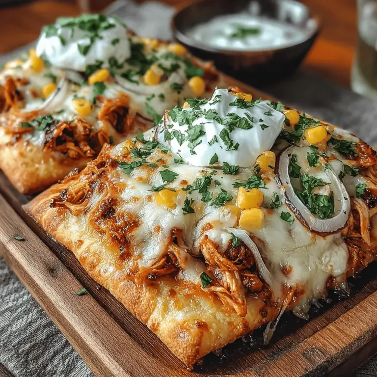 BBQ Chicken Flatbread Pizza is a delightful fusion of flavors that brings together the smoky sweetness of barbecue sauce and the comfort of cheesy pizza. This recipe is not only a feast for the taste buds but also a visual delight, making it an ideal choice for a quick weeknight dinner or a casual gathering with friends and family. The best part? This dish offers a fast and fun way to enjoy homemade pizza without the fuss of traditional dough preparation. Whether you’re a seasoned chef or a kitchen novice, this recipe is designed to be accessible and enjoyable for everyone.