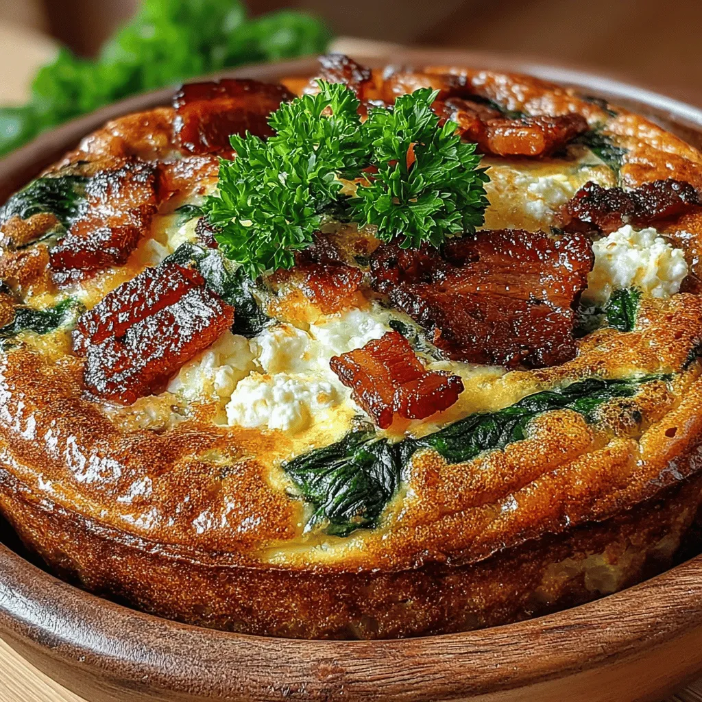 The Savory Bacon & Spinach Egg Bake is an irresistible dish that brings together the rich flavors of crispy bacon, fresh spinach, and creamy cheese, all enveloped in a fluffy egg base. This delightful recipe appeals to a wide range of palates, making it perfect for breakfast, brunch, or even a comforting dinner. With its combination of savory ingredients and satisfying textures, this egg bake is sure to become a favorite in your household. Whether you’re hosting a brunch gathering or simply looking for a hearty meal to start your day, this dish delivers a deliciously balanced experience that will leave everyone wanting more.