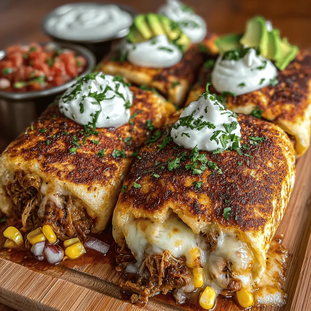 Immerse yourself in the lively world of Mexican cuisine with our Crunchy Fiesta Chicken Chimichangas. These delectable treats are not just a meal; they are an experience, characterized by their golden-brown, crispy exterior and a hearty filling that bursts with flavor. Stuffed with shredded chicken, creamy beans, and a medley of spices, these chimichangas are sure to satisfy your cravings and impress your guests at any gathering. Whether it's a casual family dinner or a festive celebration, this recipe is versatile enough to suit any occasion.