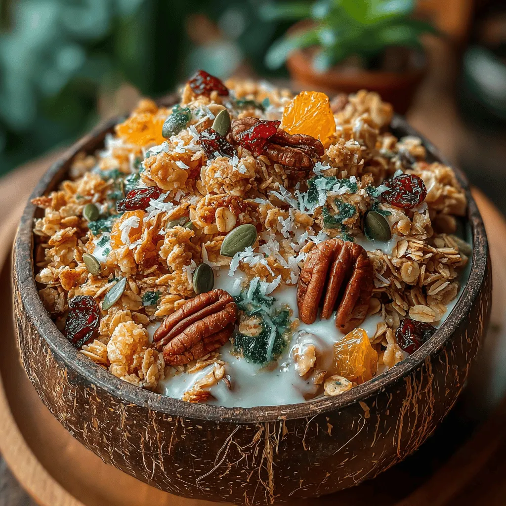 Golden Maple Pecan Granola is a delicious and wholesome blend that brings together the rich flavors of maple syrup, crunchy pecans, and hearty oats. This homemade granola not only satisfies your taste buds but also offers numerous health benefits, making it an excellent choice for breakfast or a healthy snack. By using natural ingredients like oats, nuts, and pure maple syrup, you can create a nutritious option that is free from preservatives and excess sugars often found in store-bought varieties. The ease of preparation allows you to whip up a batch of this delightful granola in no time, providing a perfect start to your day or an energizing midday treat.