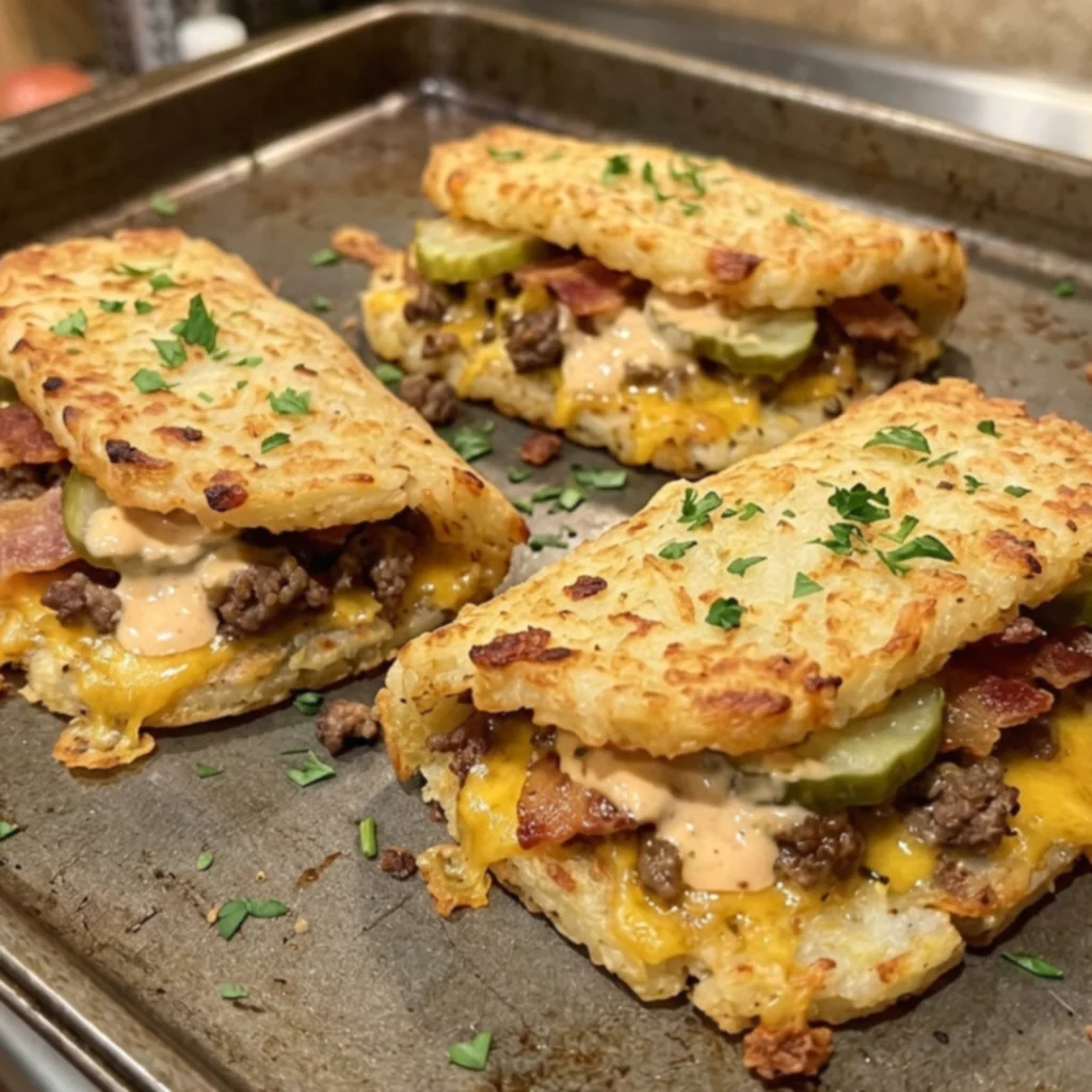 Bacon Cheeseburger Hash Brown Pockets