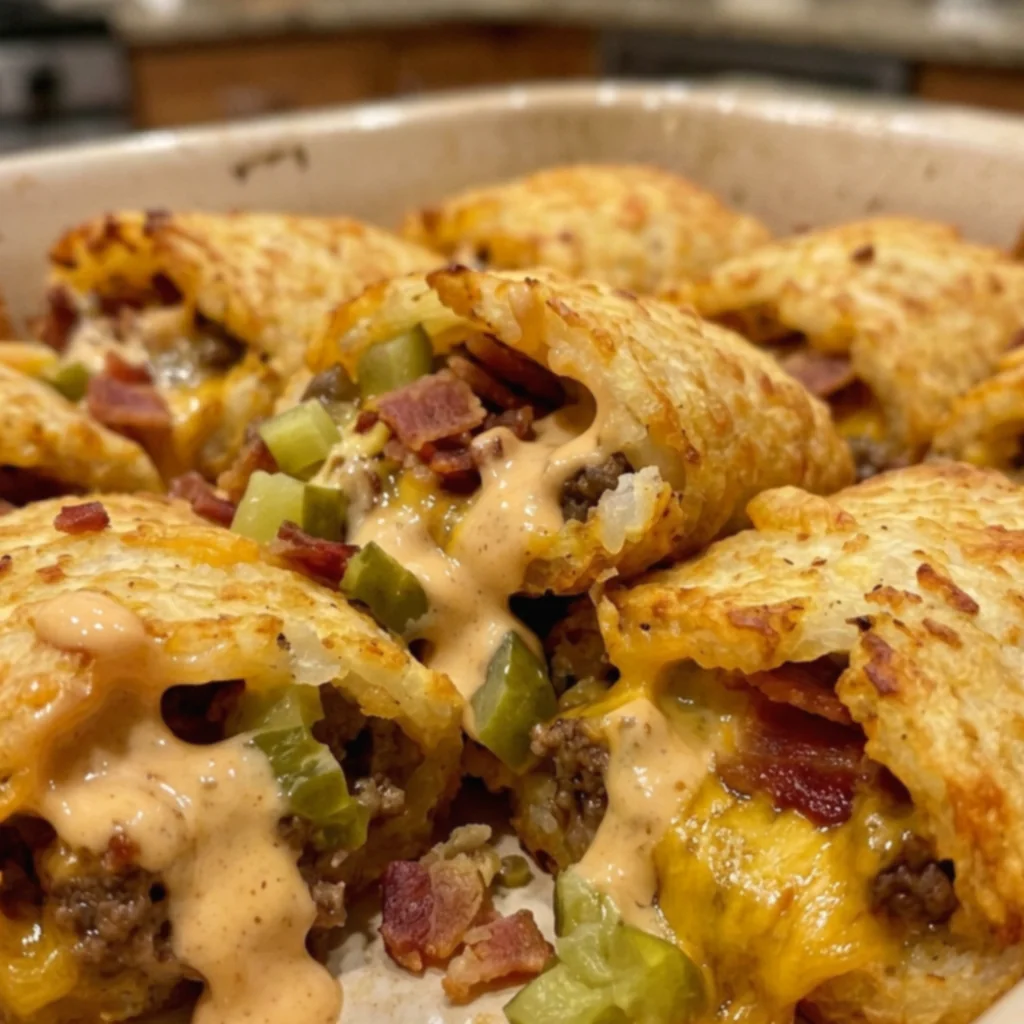 Big Mac Bacon Cheeseburger Pickle Hash Brown Pockets