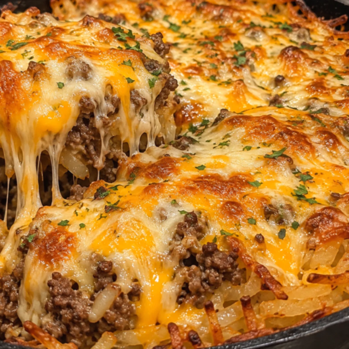 Cheesy Cheeseburger Hash Brown Skillet
