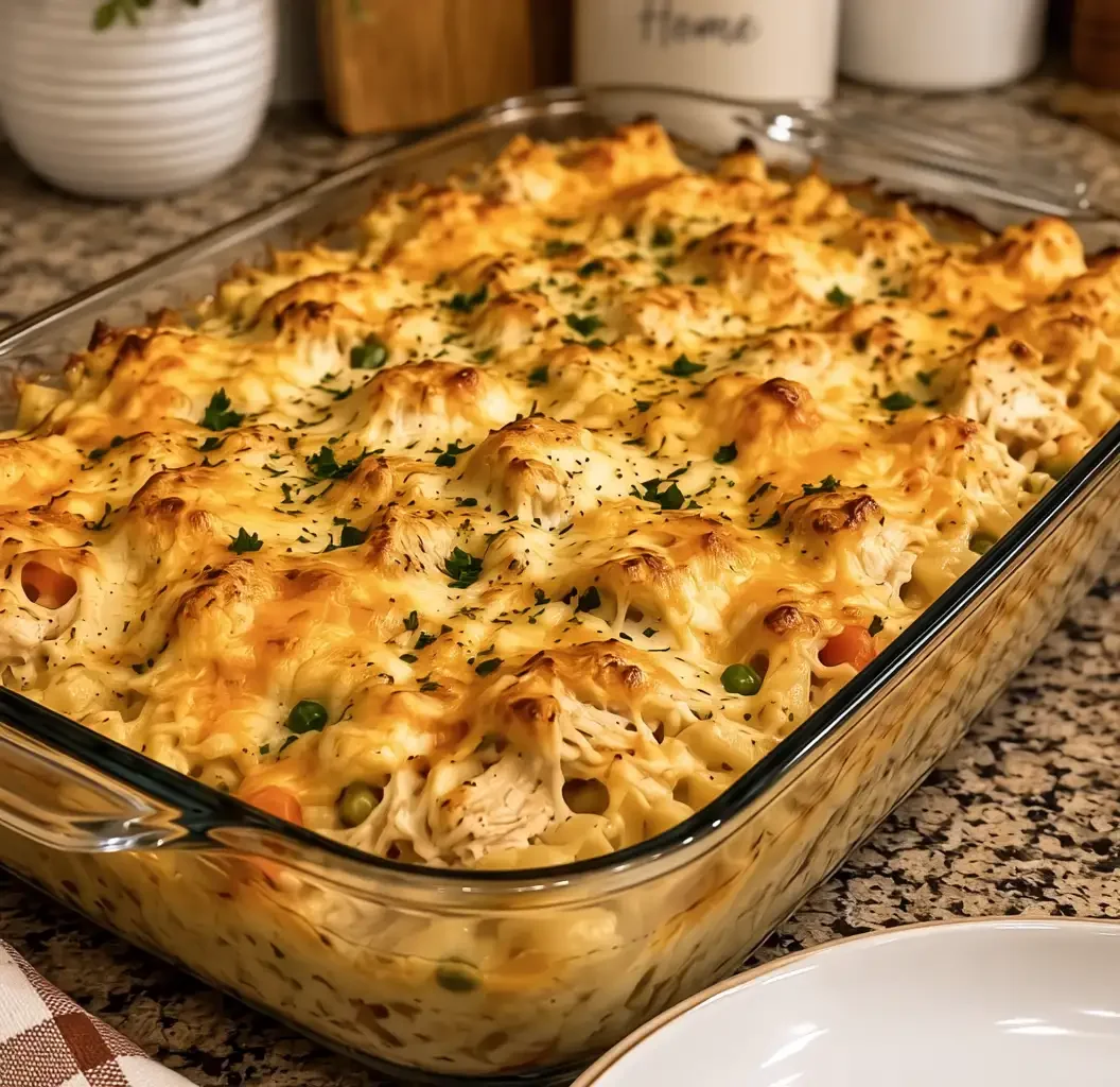 Cheesy Chicken Spaghetti Casserole