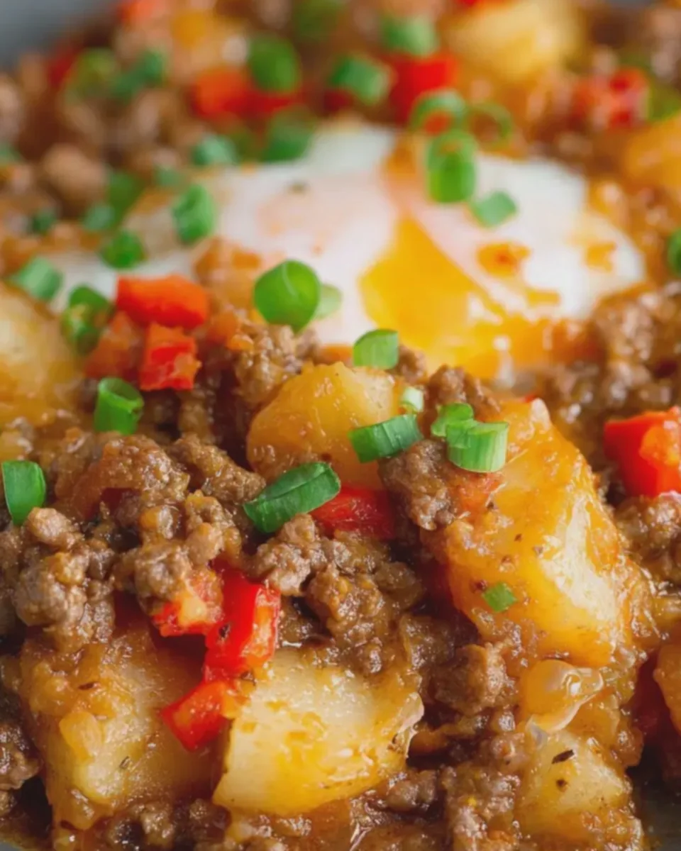 Cheesy Ground Beef and Potato Hash