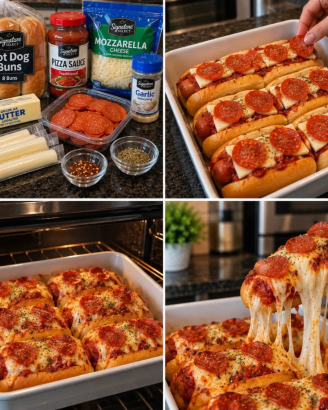 Cheesy Pepperoni Pizza Hot Dogs