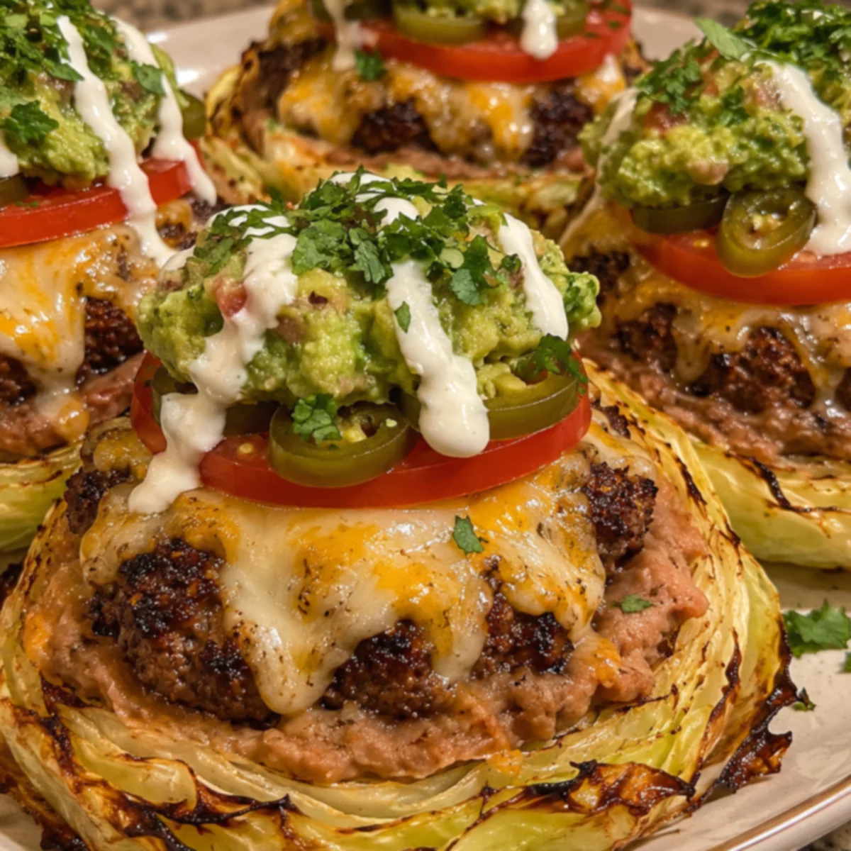 Cheesy Torta Burger Stuffed Cabbage Steaks