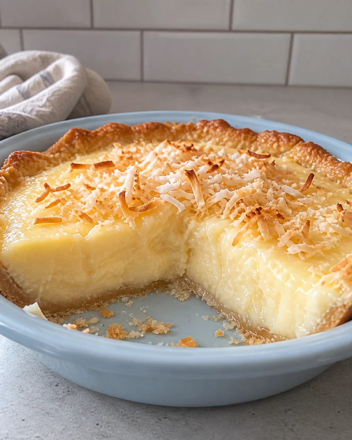 Coconut Magic Custard Pie