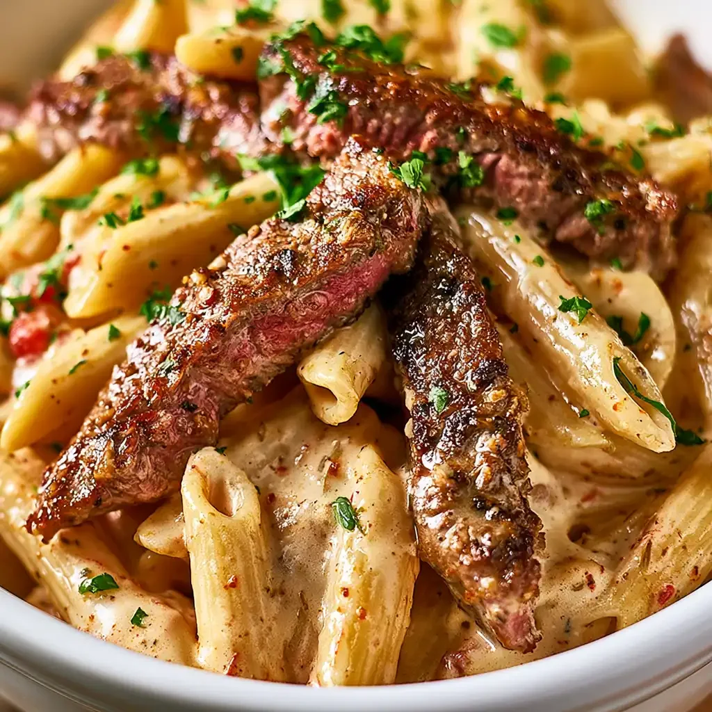 Creamy Cajun Steak Penne Pasta