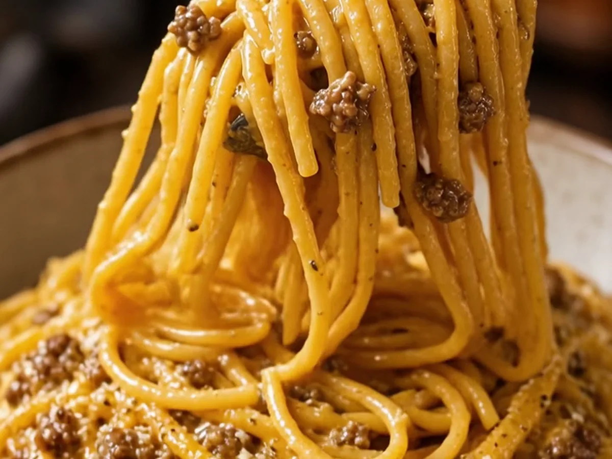 Creamy Cheesy Beef Spaghetti Heaven