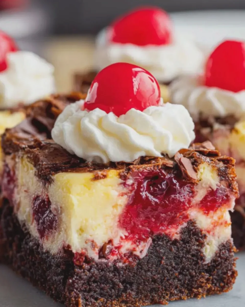 Creamy Cherry Cheesecake Brownie Bars