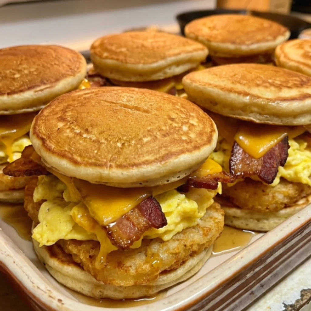 Crispy Hash Brown Bacon McGriddle Breakfast Sliders