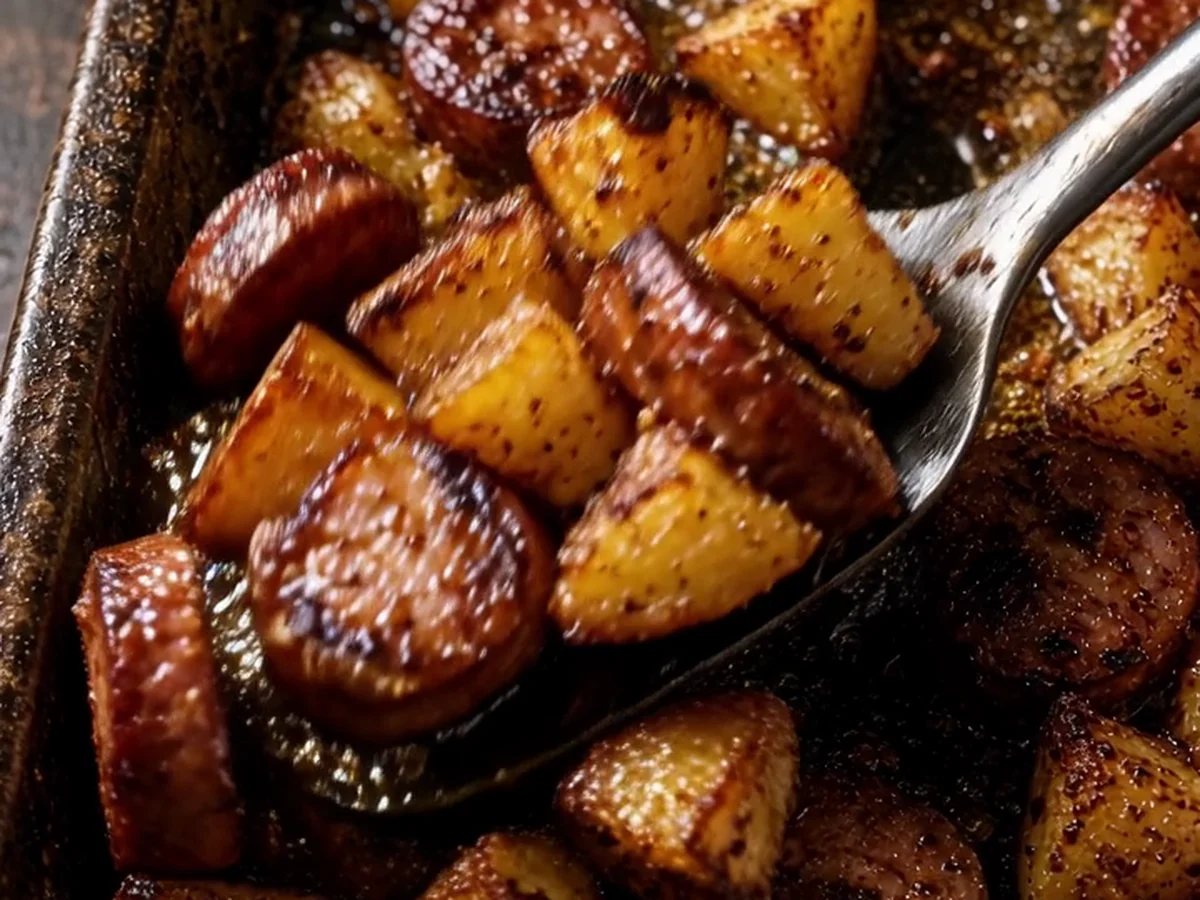 Crispy Sheet Pan Sausage and Potato Bake