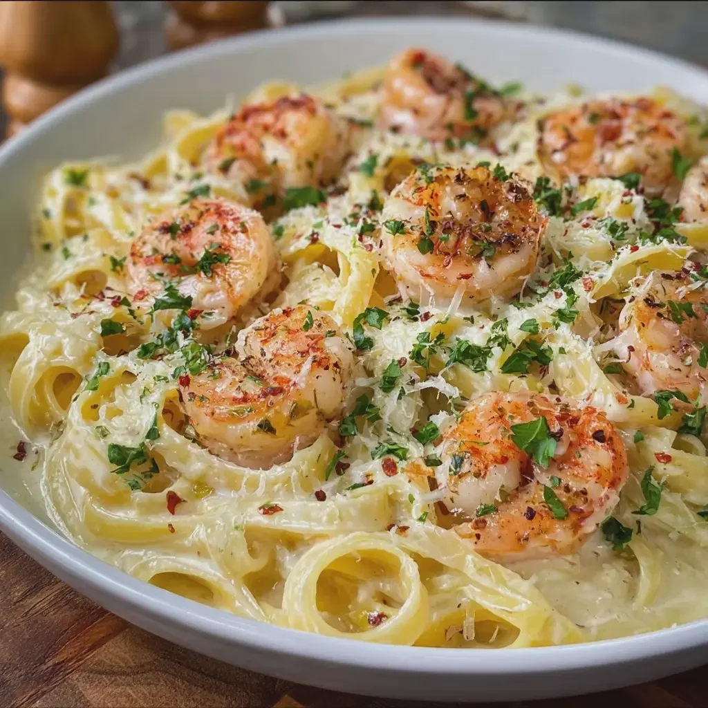 Garlic Butter Shrimp Fettuccine Alfredo