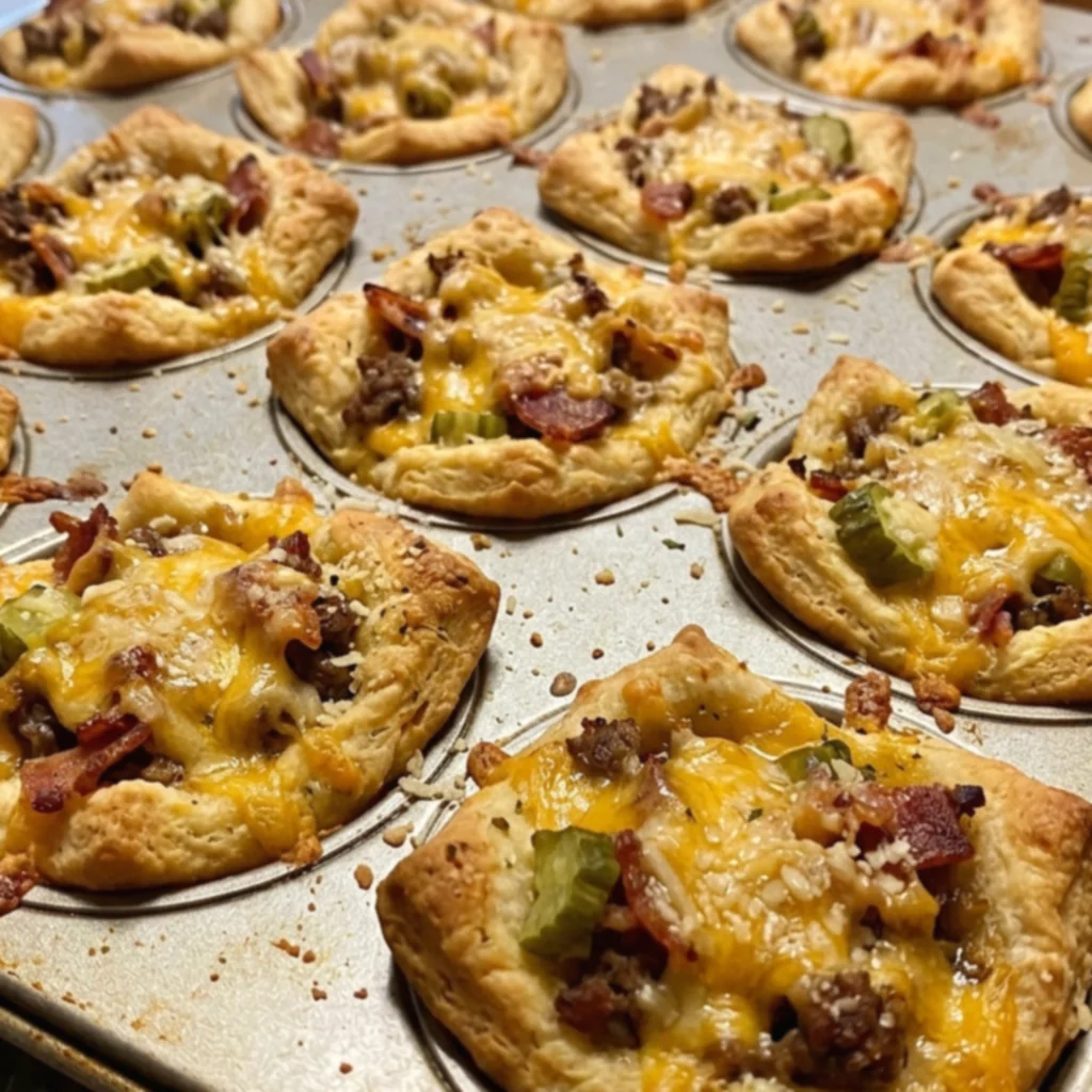 Garlic Parmesan Bacon Cheeseburger Biscuit Cups