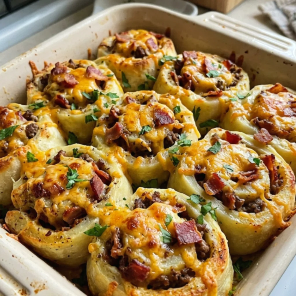 Giant Garlic Butter Bacon Cheeseburger Cheddar Roll-Ups