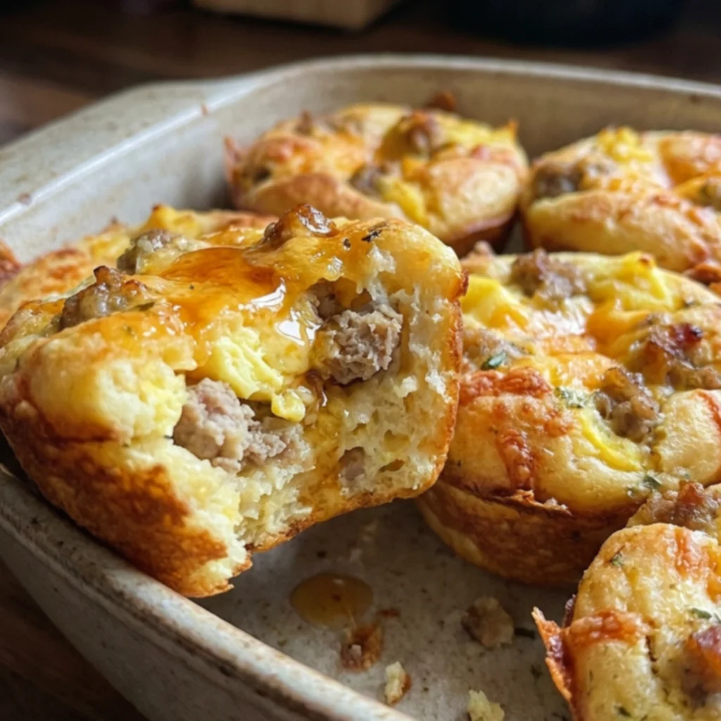 Hot Honey Sausage Egg Cheddar Pancake Cups