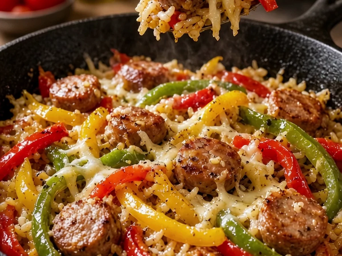 Loaded Sausage and Pepper Rice Skillet