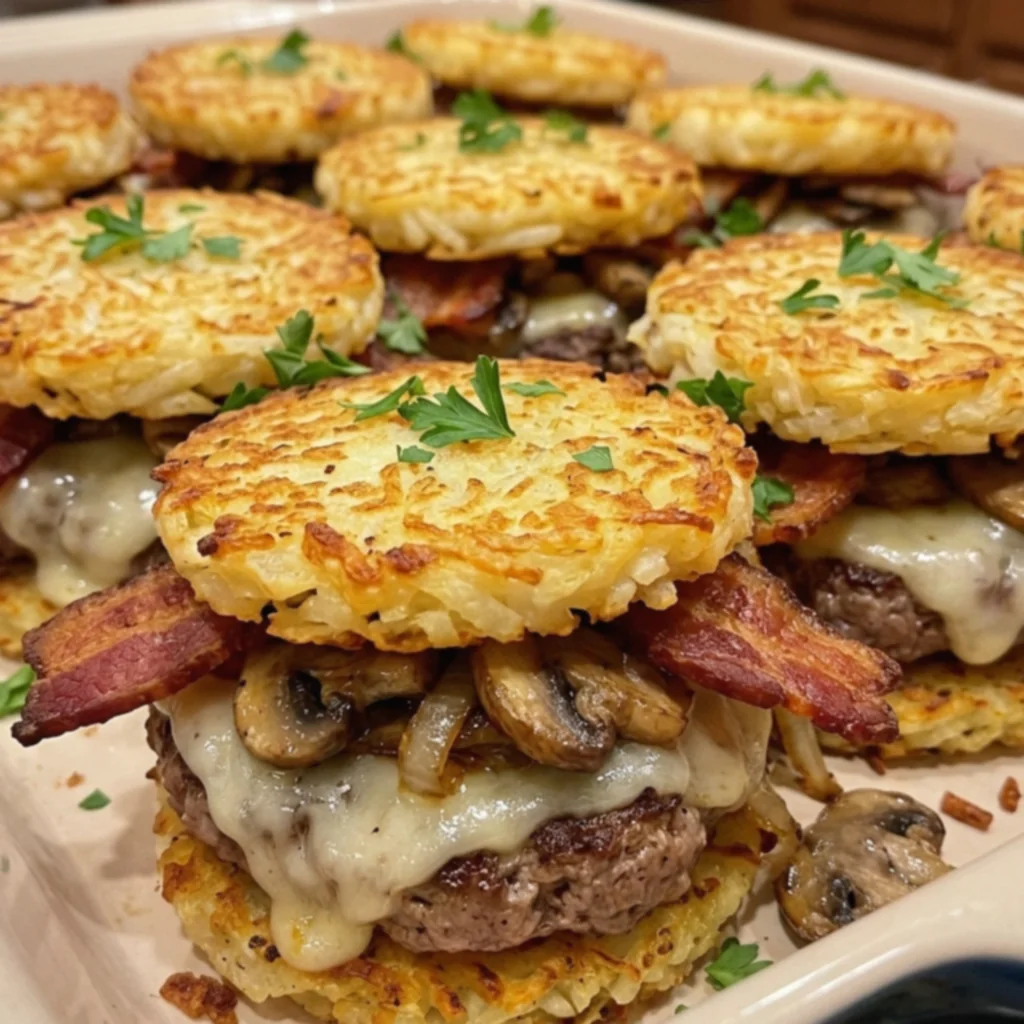 Mushroom Swiss Bacon Cheeseburger Sliders