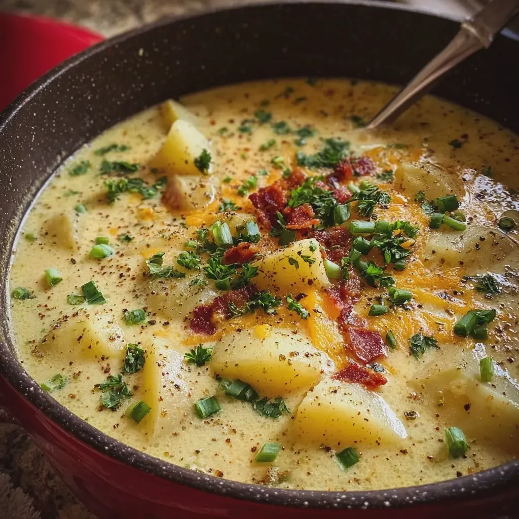 Potato Soup with Turkey Bacon and Chicken Ham