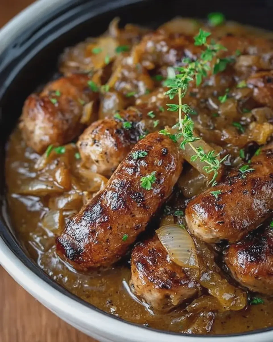 Slow Cooker Beef Sausage and Onion Gravy