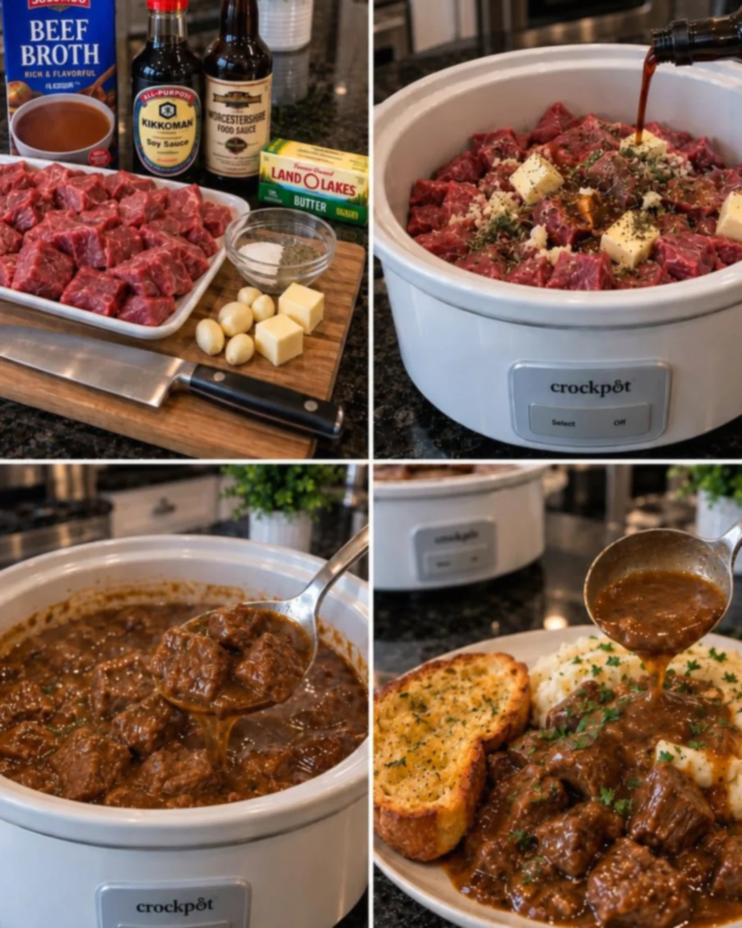 Slow Cooker Beef Tips & Gravy