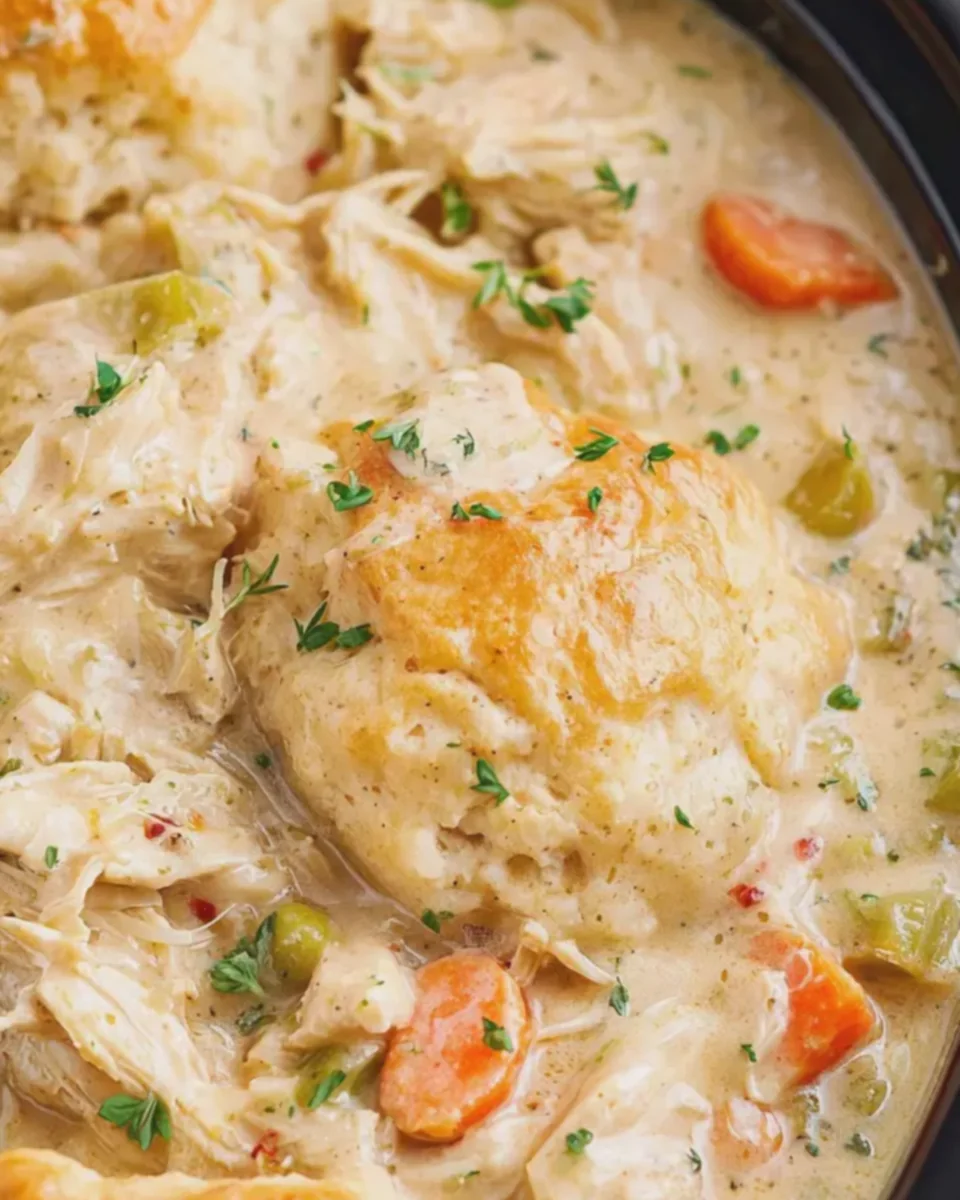 Slow Cooker Creamy Chicken and Biscuits