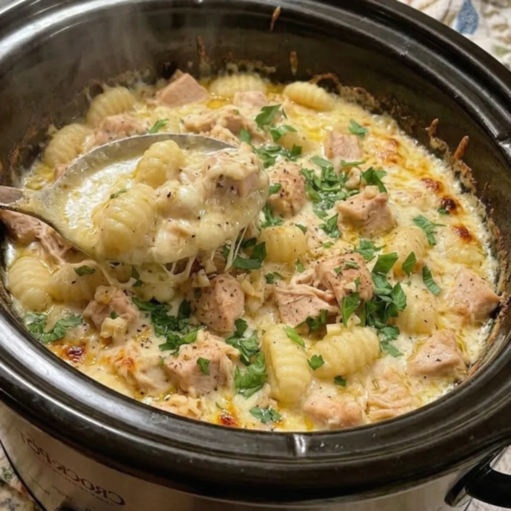 Slow Cooker Garlic Butter Chicken Gnocchi