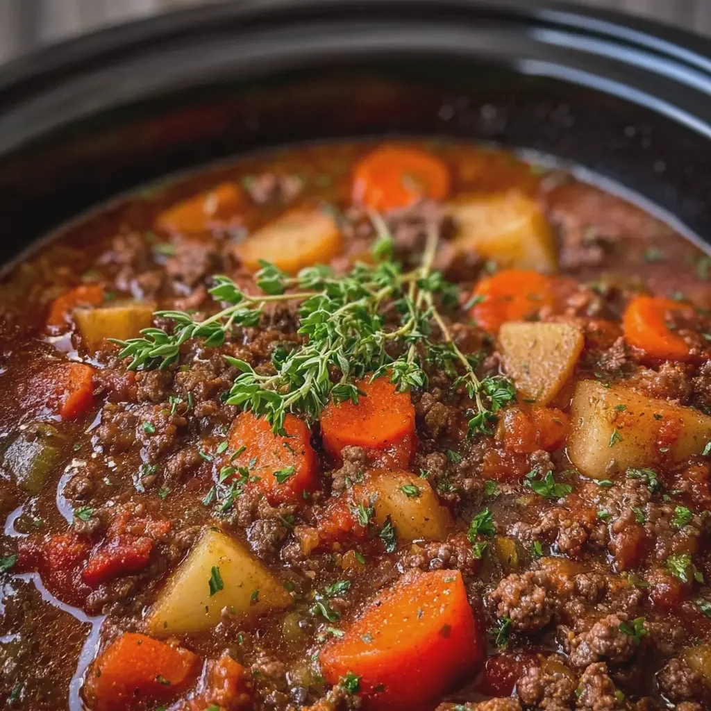 Slow Cooker Ground Beef Stew