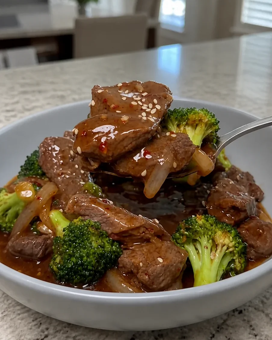 Slow Cooker Honey Chili Beef and Broccoli