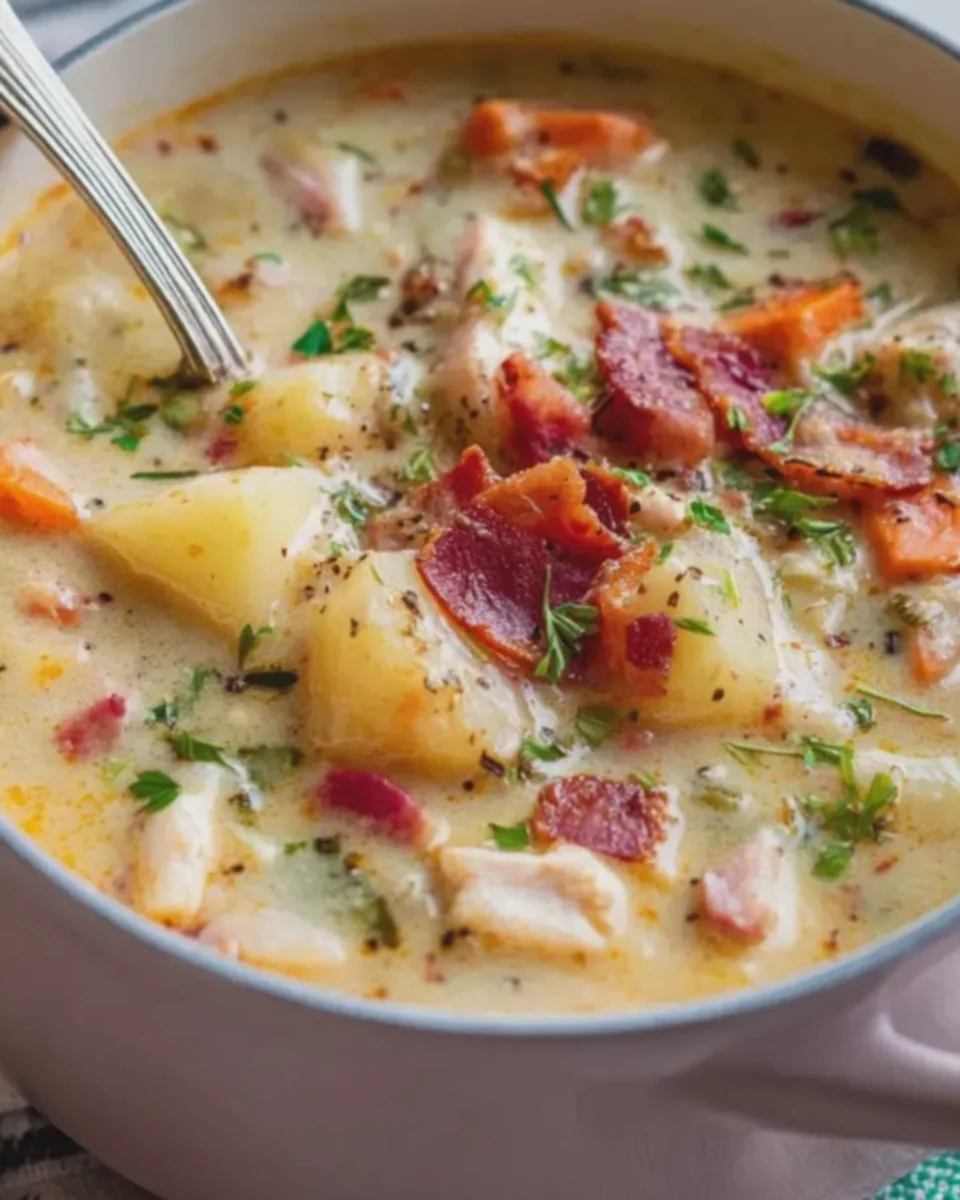 Turkey Bacon Chicken Ham Potato Soup