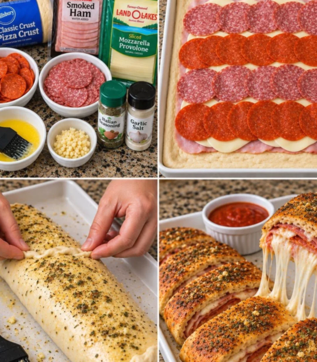 Ultimate Ham Pepperoni Salami Pizza Roll