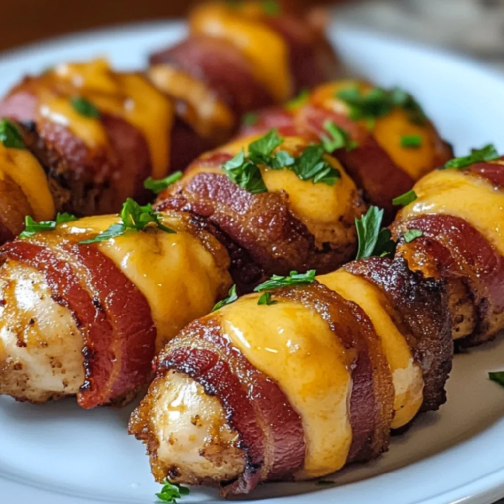 Air Fryer Crispy Bacon-Wrapped Cheddar Chicken Bites