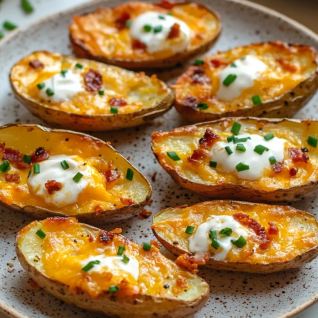 Air Fryer Loaded Cheesy Garlic Butter Potato Skins