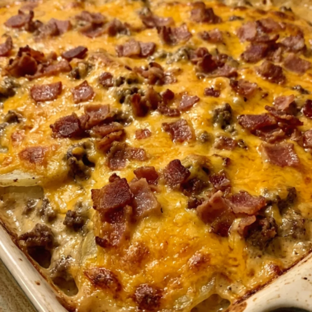 Bacon Cheeseburger Scalloped Potato Bake